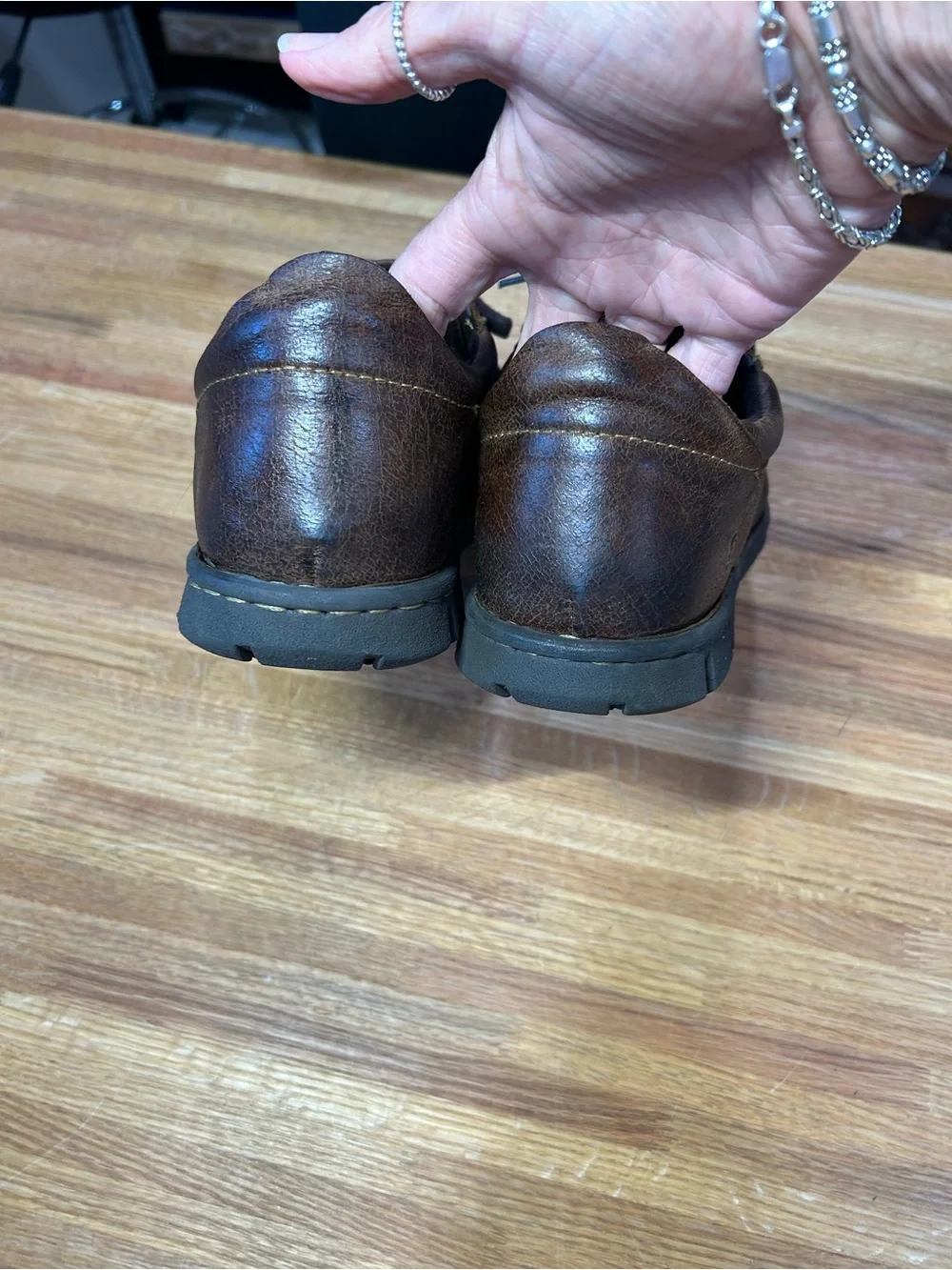 Born Men's Dark Brown Leather Moc Toe Lace-Up Loafers